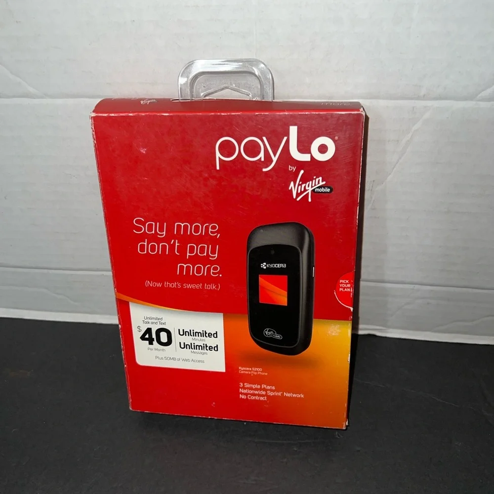 Kyocera S2100 Black Virgin Mobile Cellular Camera Flip Phone PayLo NEW Sealed